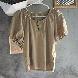 Madewell Tan Eyelet Puff Sleeve Blouse